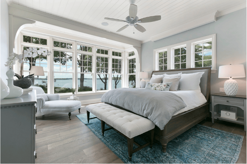 ceiling fan in summer in bedroom