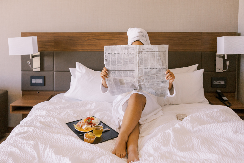 staycation with dinner in bed