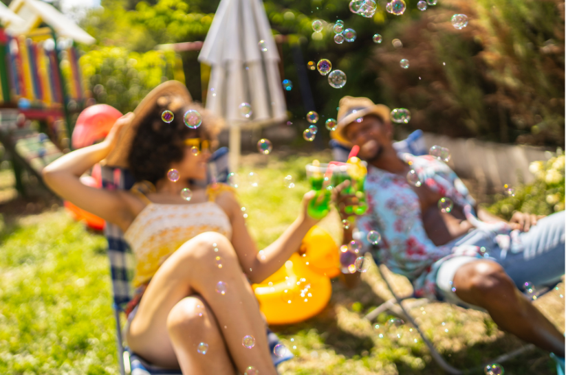relaxing in the backyard