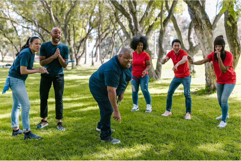 adults having fun in a park