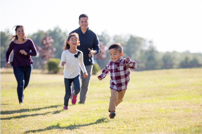 family playing outside