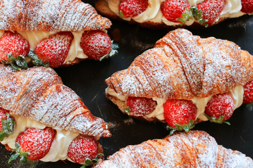 strawberries and cream croissants in sacramento