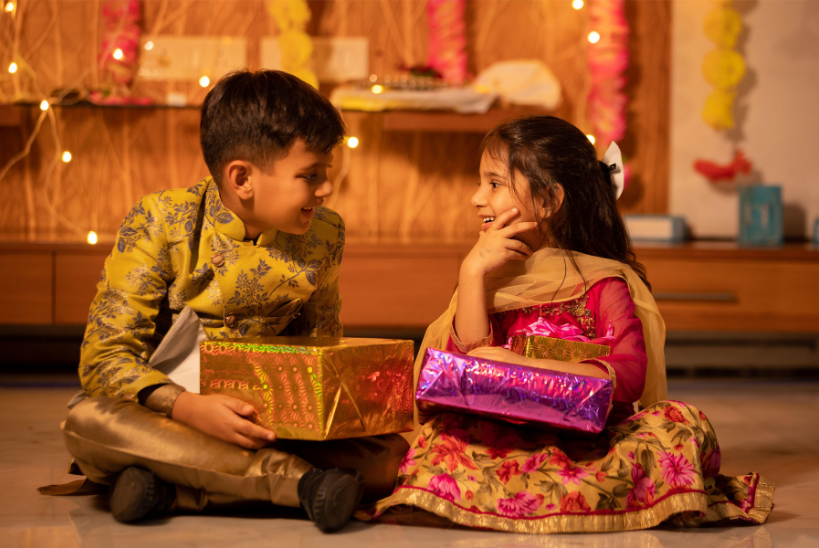 gift exchange between children for diwali
