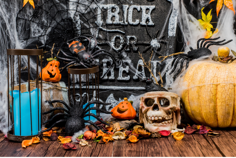 halloween decor in a living room