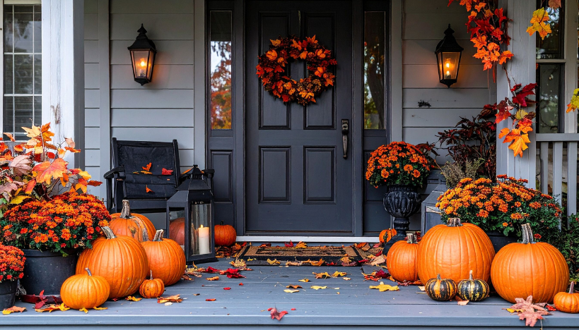 home decorated for halloween