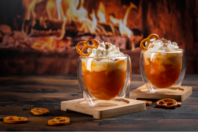 pumpkin spice latte with pretzels