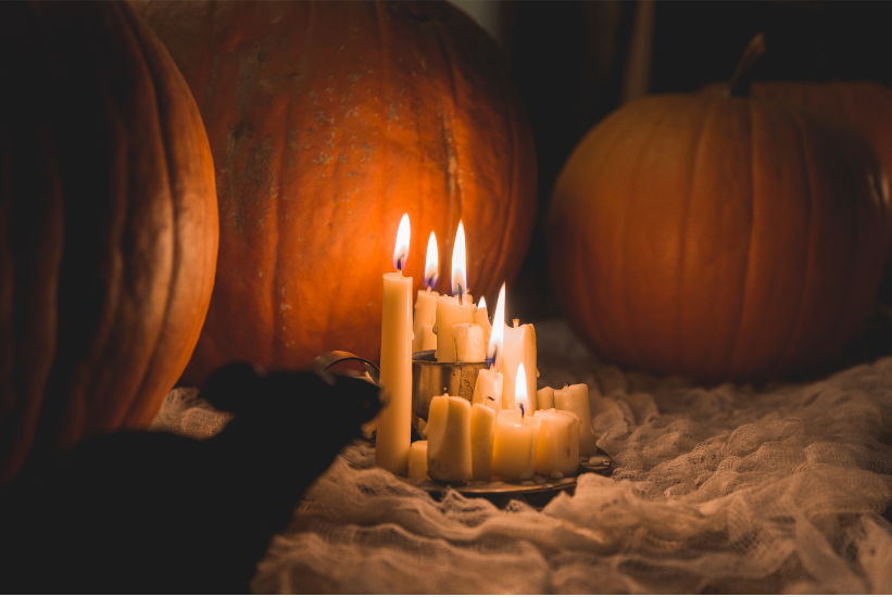 pumpkins with candles
