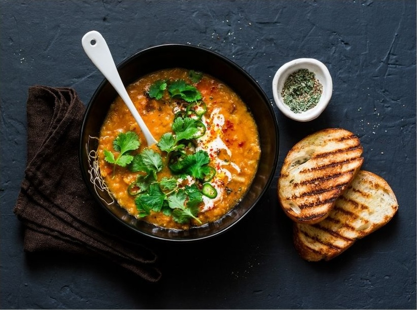 hearty soup with bread
