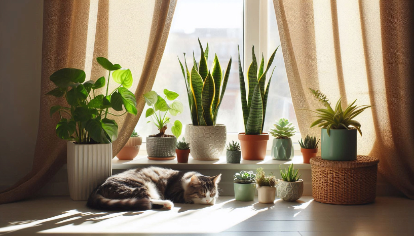 indoor plants at the window
