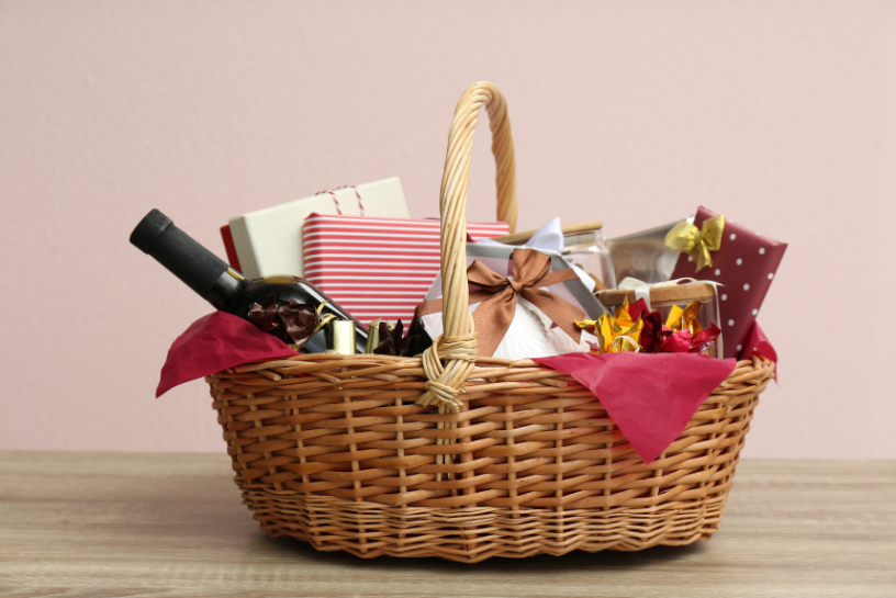 self care basket with goodies